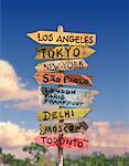 Signpost with Multiple Directions And Cities