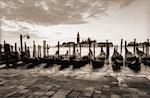 Row of Gondolas in Water Venice, Italy