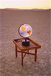 Globe on Table in Desert Nevada, USA