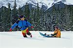 Couple Playing in Snow, Yoho National Park, British Columbia Canada