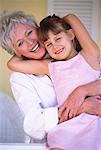 Portrait of Grandmother and Granddaughter on Porch