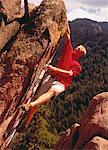 Man Rock Climbing Boulder, Colorado, USA