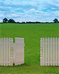 White Fence and Grassy Field