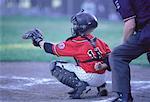 Little League Baseball-Catcher und Umpire, Victoria, British Columbia, Kanada