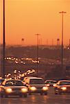 Traffic on Highway 401 at Sunset Toronto, Ontario, Canada