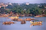 Boats Along Shoreline of Perfume River, Hue, Vietnam