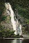 Waterfall, Fiordland National Park, South Island, New Zealand