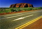 Highway and Ayers Rock, Uluru Australia