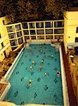 Overhead View of People in Swimming Pool, Budapest, Hungary