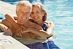 Portrait of Mature Couple in Swimming Pool