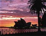 Silhouette der Oper von Sydney bei Sonnenuntergang, Sydney New-South.Wales, Australien