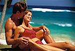 Couple in Swimwear, Relaxing on Beach Dominican Republic, Caribbean