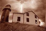 Lighthouse and Lightning, Avalon Peninsula, Newfoundland and Labrador, Canada