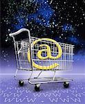 @ Symbol in Shopping Cart on WWW Landscape in Space