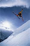 Skier Jumping over Hill Jungfrau Region, Switzerland