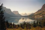 Overview of Landscape and St. Mary's Lake, Glacier National Park, Montana, USA