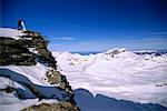 Snowboarder Standing on Cliff Jungfrau Region, Switzerland