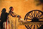 Profile of Native American Sioux Woman Sitting Outdoors, NM, USA