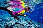 Underwater View of Boy Snorkeling Palau, Micronesia