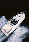 Vue aérienne des gens en bateau sur l'eau, le Gulf Stream, FL, USA