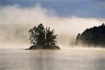 Lake and Trees with Fog, Otter Lake, Haliburton, Ontario, Canada