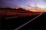 Light Trails on Highway at Sunset, Arizona, USA