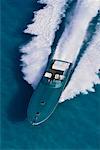 Overhead View of Woman in Speedboat Bahamas