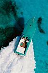 Overhead View of Woman in Speedboat, Bahamas