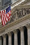 New York Stock Exchange and American Flag New York, New York, USA