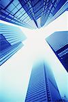 Looking Up at Office Towers and Sky, Toronto, Ontario, Canada