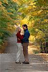 Couple Embracing Outdoors in Autumn, Caledon, Ontario, Canada