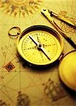 Close-Up of Compass on World Map