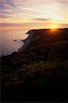 Overview of Landscape and Shoreline at Sunset, Block Island, Rhode Island, USA