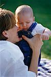 Mother Holding Baby Outdoors