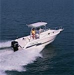 Couple in Fishing Boat Bay Area, Florida, USA