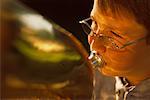 Close-Up of Boy Playing Baritone Horn