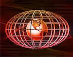 Globe en fil ovale Amérique du Nord et du Sud