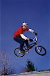 BMX Biker Jumping in Air at Skatepark Toronto, Ontario, Canada