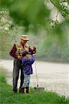 Grandfather and Grandson Fishing