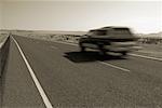 Blurred View of Truck on Road New Mexico, USA