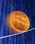 American Penny on Wire with Financial Page