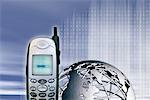 Wire Globe, Cell Phone and Binary Code