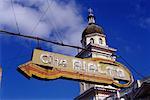 Neon Sign and Church Santiago de Cuba, Cuba