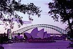 Opéra de Sydney et le Harbour Bridge à Sydney (Australie) au crépuscule