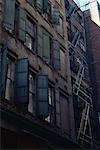 Building with Shuttered Windows And Fire Escapes, Cortlandt Alley Tribeca, New York, USA