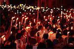 Worshippers at Candlelight Procession, St. Peter's Church Melaka, Malaysia