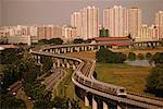 Mass Rapid Transit and Housing Development Flats at Sunset Singapore