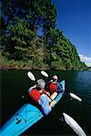 Back View of Mature Couple Kayaking