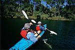 Back View of Mature Couple Kayaking
