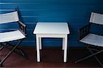 Table et chaises sur le porche Nevis, West Indies